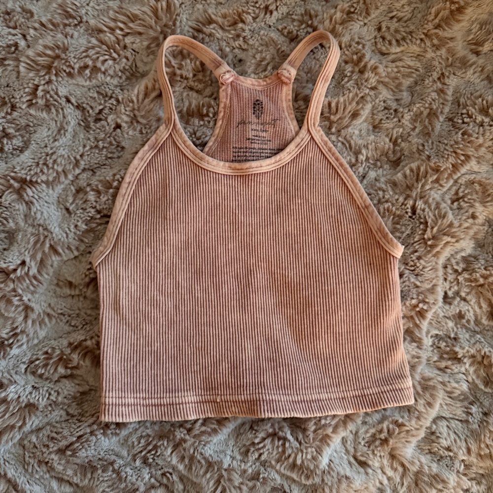 Happiness Runs Free People Cropped Ribbed Tank Top